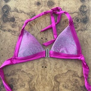 Trina Turk Cosmos M-Bar Metallic Pink Bikini Top Size 4